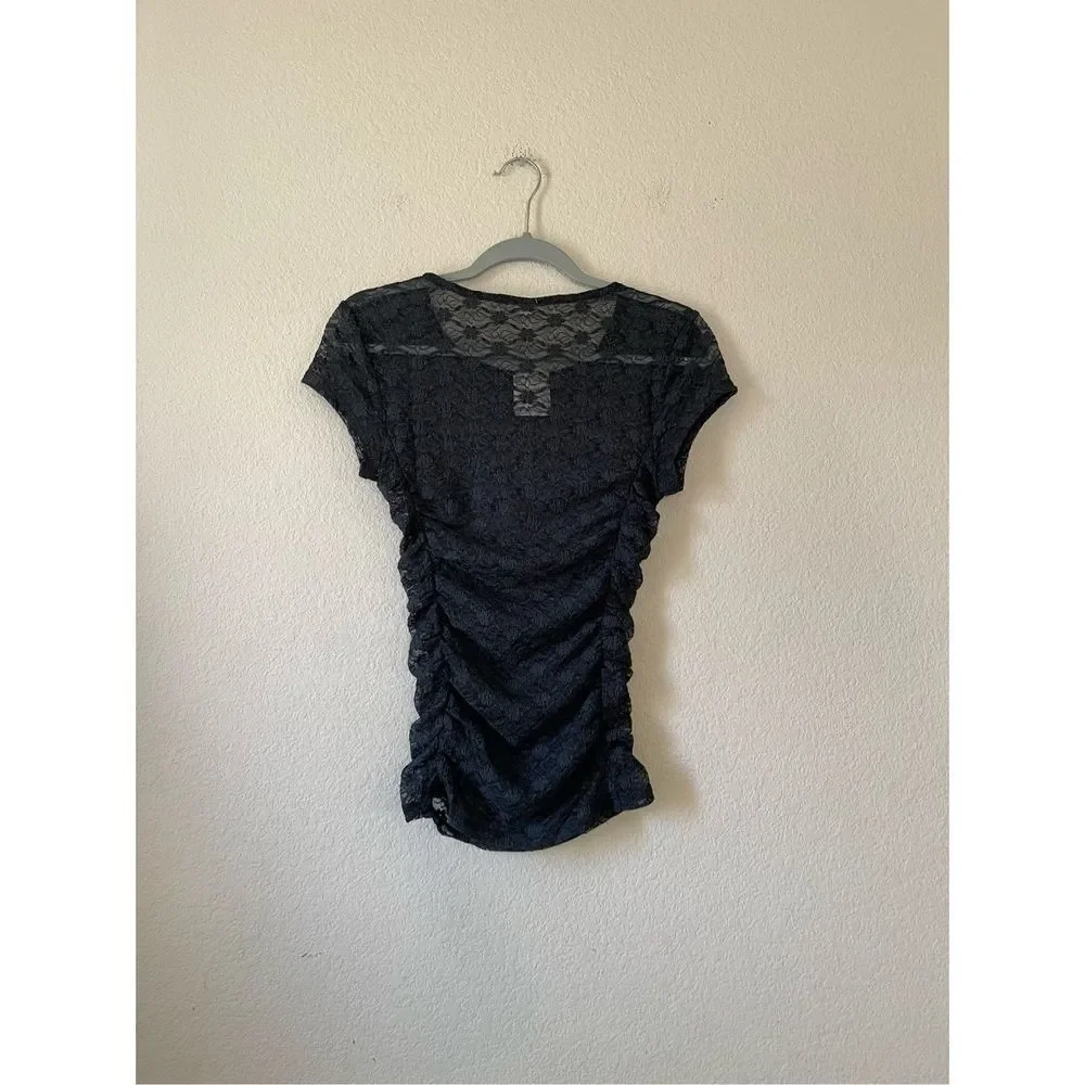 NWT free people all lace ruched side‎ crew neck blouse small